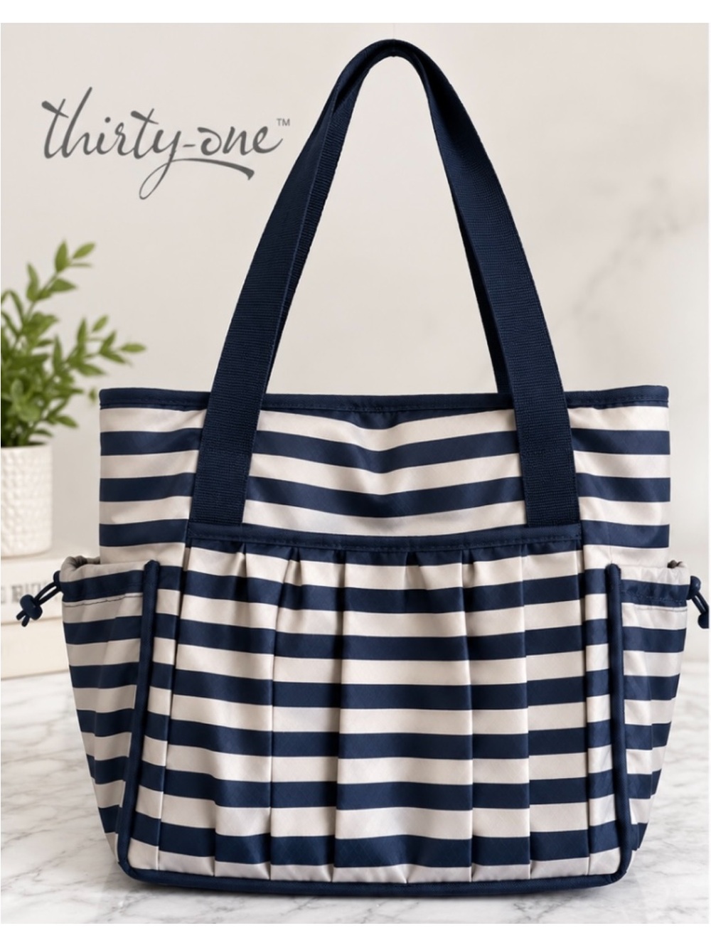 thirty-one Navy and White Striped Everyday Tote